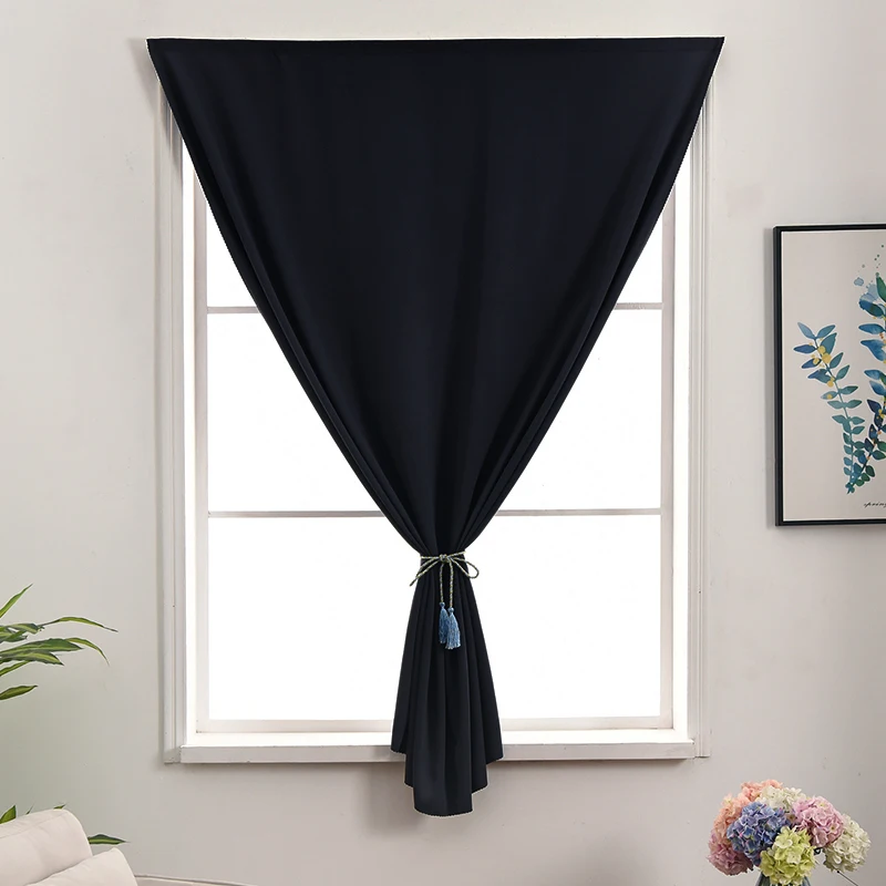 Black Punch Free Velcro Blackout Curtain Shading Antiuv For Living