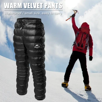 

Outdoor Thermal Goose Down Pants Both Side Waterproof Unisex White Goose Down Bottom Open Zipper Camping Pants Windproof