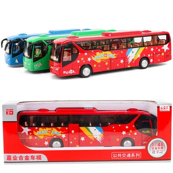 

JIAYE Tour Bus Model Alloy Light Music Pull Back Function 2 Open Door Tourism Sightseeing Bus Model Toy Car Tourism Alloy Bus