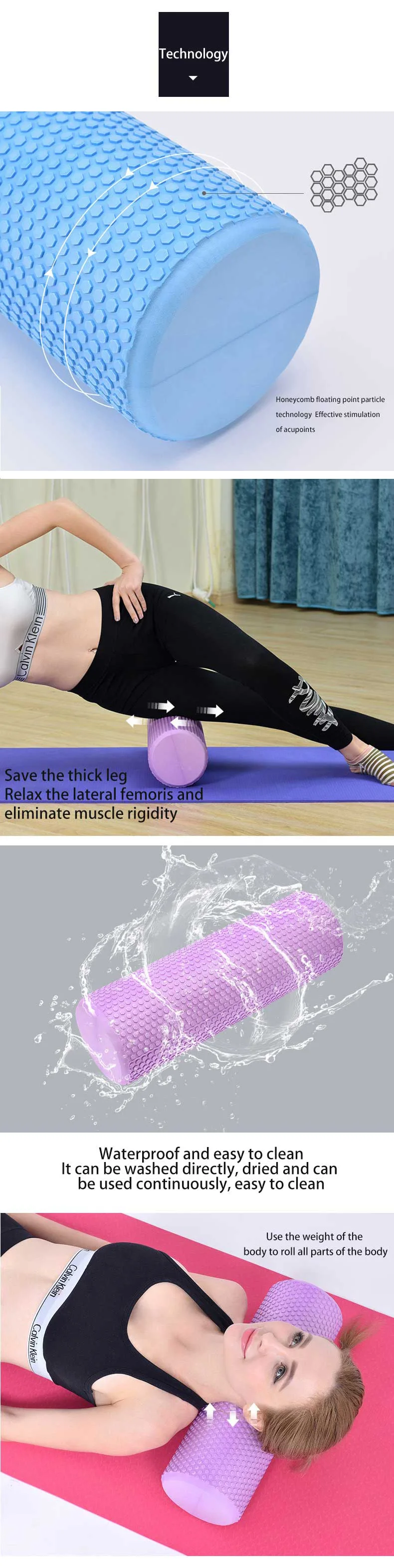 45/60cm Yoga Foam Roller High density EVA Pilates Exercises massage roller Fitness Gym muscle massage column toolEquipment Brick