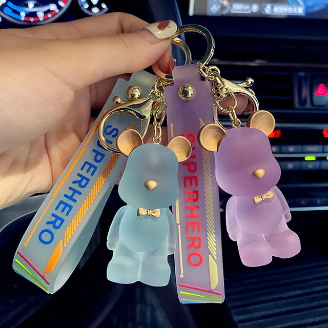 Cartoon Acrylic Electroplating Music Bear Keychain Personality Mirror Skin  Bear Blister Beads Couple Key Chain Bag Charm Keyring - AliExpress