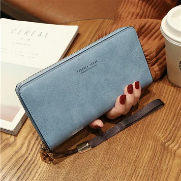 dark blue Женский кошелек, Длинный кошелек из искусственной кожи, черный/розовый/синий/зеленый/серый, известный бренд, дизайнерский кошелек для женщин, качество, женский кошелек - Цвет: dark blue