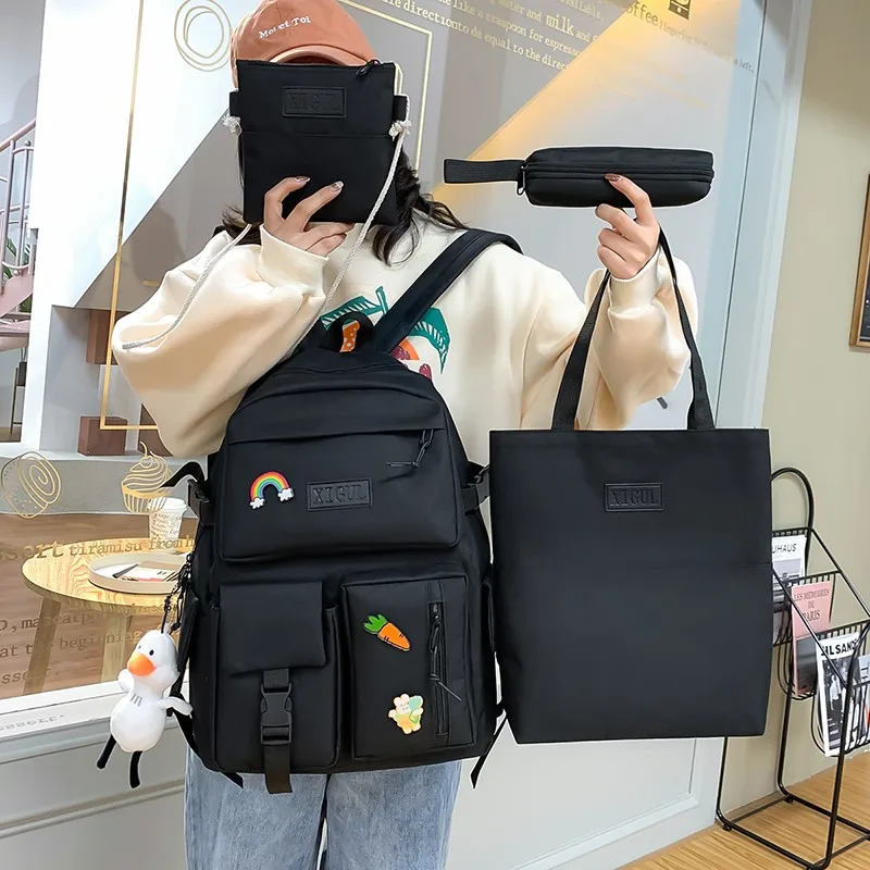 Backpack Shoulder-Bags Girls Kids Mochilas Teenage Fashion New for Women Casual 4pcs-Sets