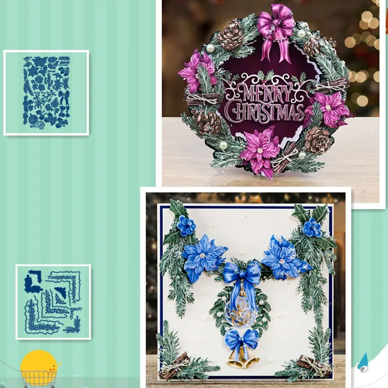 

Christmas Background Flower Frame Metal Cutting Dies for DIY Scrapbooking Paper Cards Making Crafts New 2019