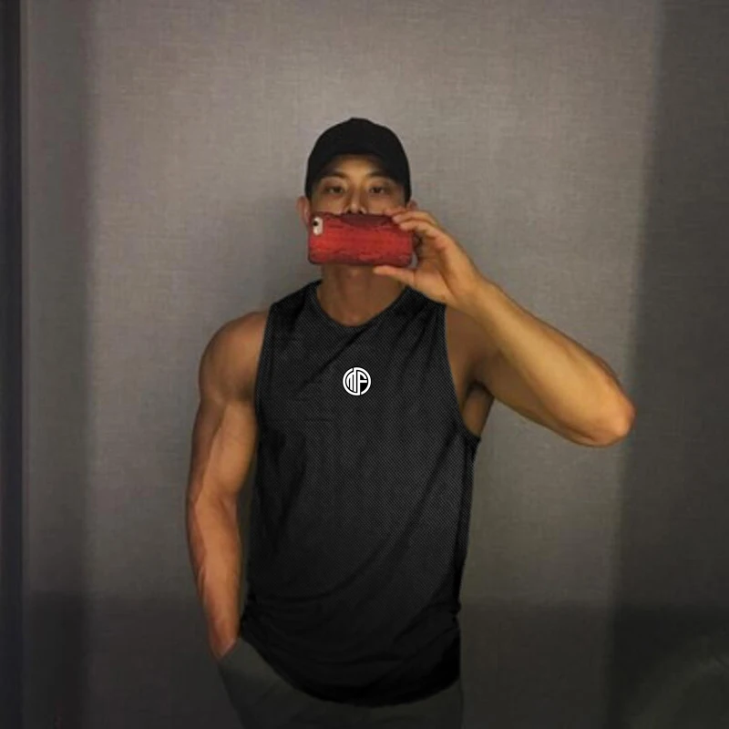 

Brand Fitness Summer Fashion Workout Gym Clothing Mesh Tank Top Men Musculation Bodybuilding Singlets Sleeveless Quick Dry Vest