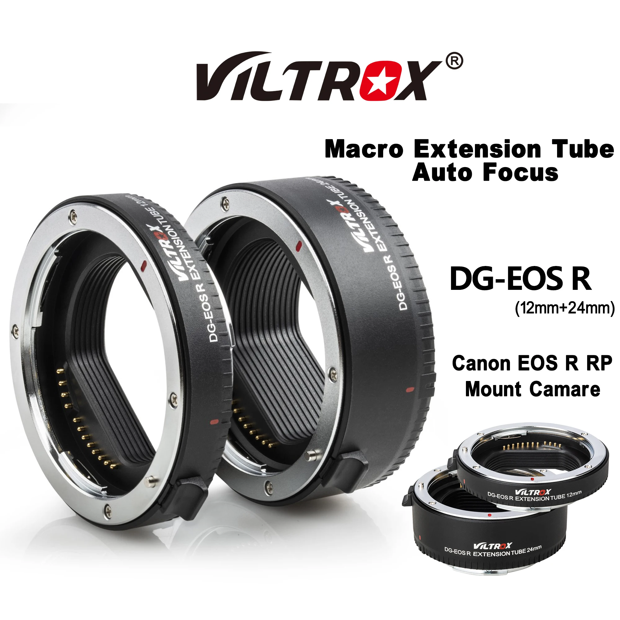 Viltrox Dg-Eos R Macro Extension Tube Auto Focus Full Frame Lens Adapter Ring 12Mm + 24Mm Per Canon Eos R Eos Rp Obiettivi Fotocamera