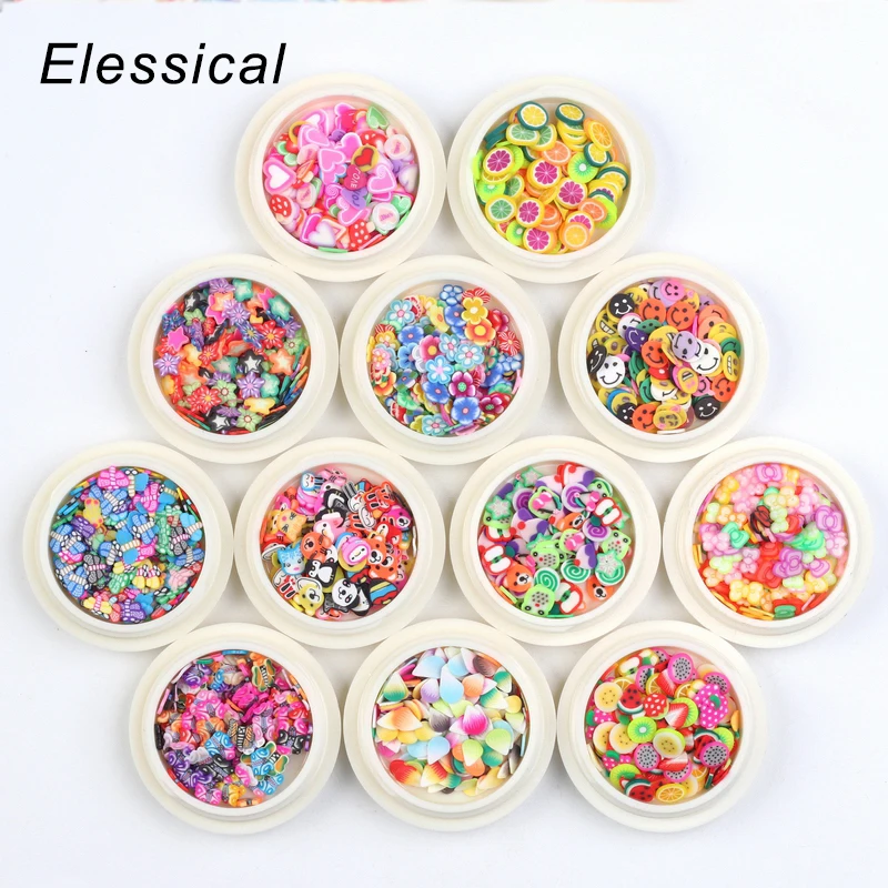 

1 Bottle Soft pottery Nail art Decoration Accessories Supplies DIY 3d Nail Parts Design Manicure Charms Stones For Nails Flower
