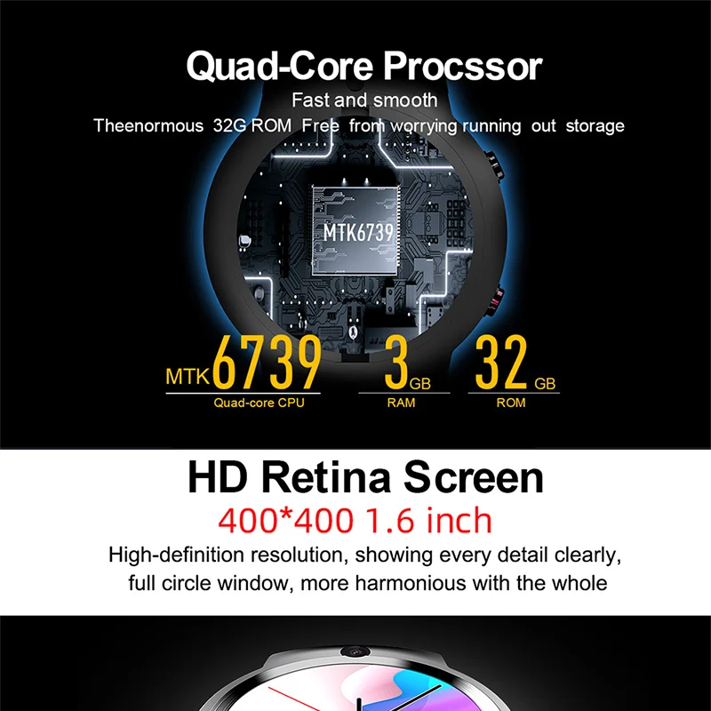 US $257.98 DM28 4G Smart Watch 3GB 32GB MTK6739 Quad Core Smart Wrist Watch Android 71 2080MP Dual Camera 16 Face ID 1280mAh WIFI GPS
