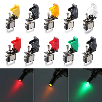 

1PC 5 Colors Auto Universal Carbon Fiber Toggle Switch With LED Light Car Modification Racing Switch Light Controller 12V 20A