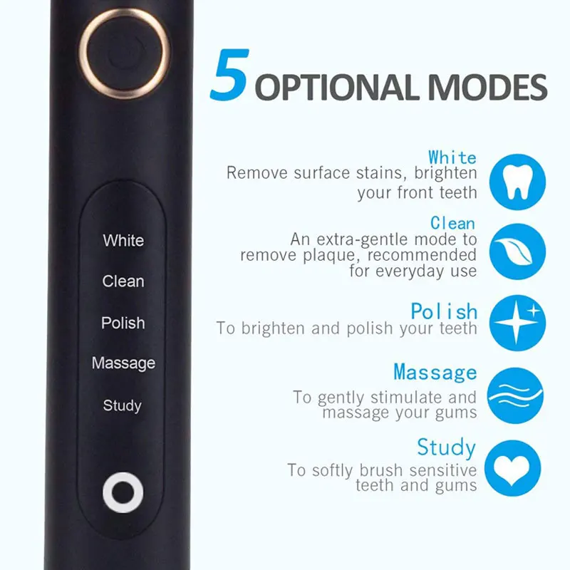 Seago SG-507 Sonic Electric Toothbrush USB Rechargeable Five Working Modes Fully Waterproof Replacement Brush Heads Teeth Brush Seago SG-507 Sonic Electric Toothbrush USB Rechargeable Five Working Modes Fully Waterproof Replacement Brush Heads Teeth Brush