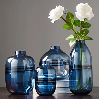 

Modern simple Transparent color glass vase small-necked dried flower hydroponic containers large vases scandinavian home decor