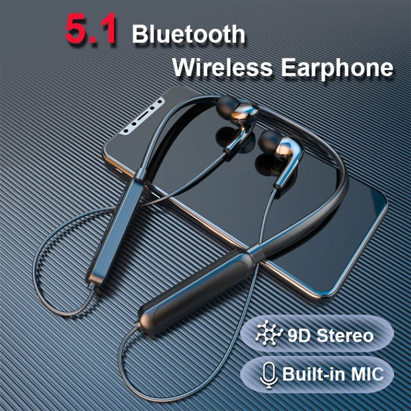 Беспроводные Bluetooth-наушники 5 1 с Mircophone портативные наушники шейным ободом
