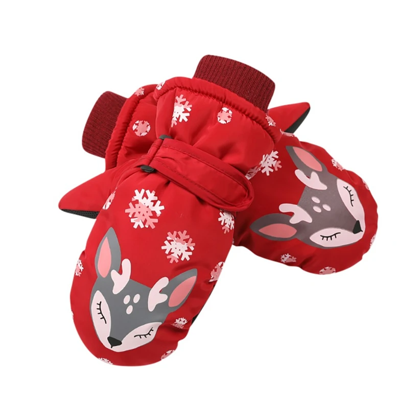 1 пара детских зимних плотных теплых перчаток с милым принтом оленя из мультфильма, перчатки для игр на открытом воздухе, детские перчатки 910