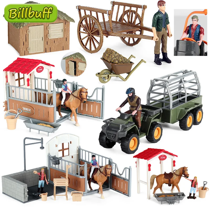 Simulation Farm Animals House Car Action Poultry Figures Horseman Horse Model Early educational toys for children Christmas gift |