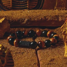 

Fashion Tiger Eye Stone Bracelet Men Copper Cube Cubic Zircon Charm Bracelets Energy Stone Reiki Soul Jewelry New Pulsera Hombre