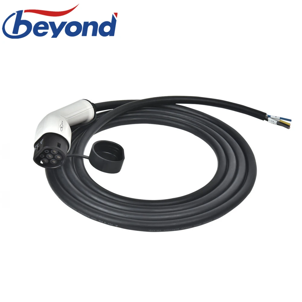 IEC62196-2 Тип 2 EV зарядное устройство кабель 32 ампер 3 фазы 22 кВт Тип 2 Mennekes EV привязанный зарядный кабель для электромобиля
