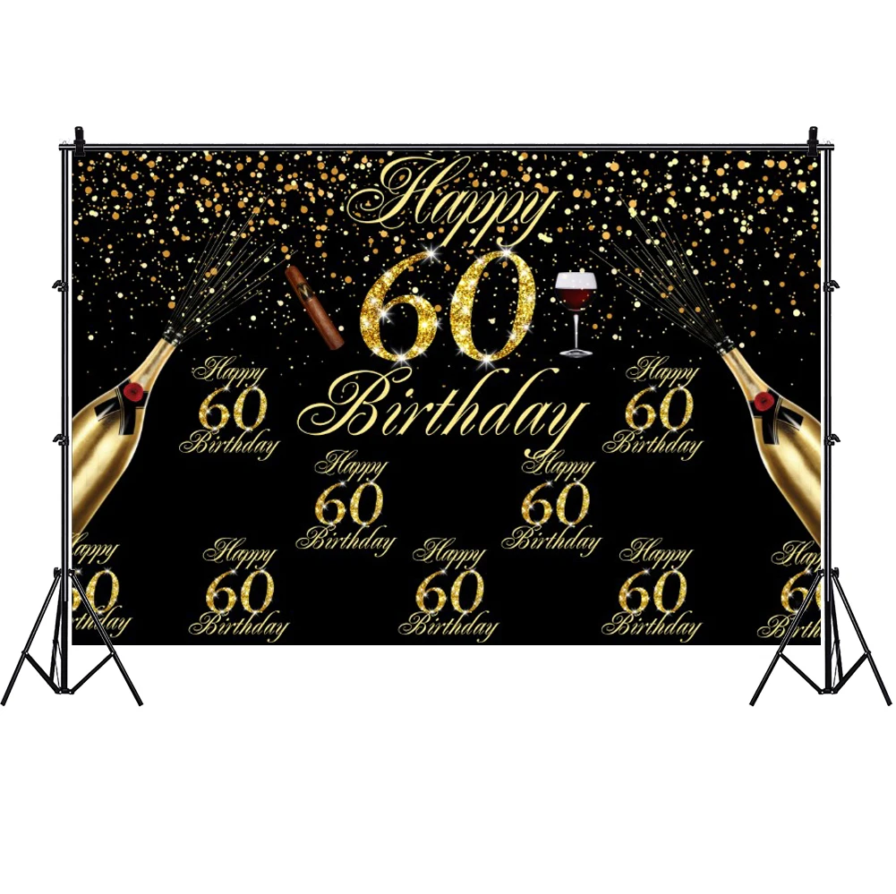 

40th Photography Backdrop Adult Birthday Party Younth Black Gold Photo Background Celebration Decoration Studio Prop