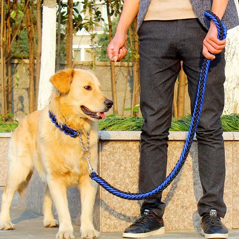 Pawstrip, 8 цветов, плетеный нейлоновый поводок для собак, поводок для прогулок, тренировочный ошейник для собак, поводок для больших собак, S-XL