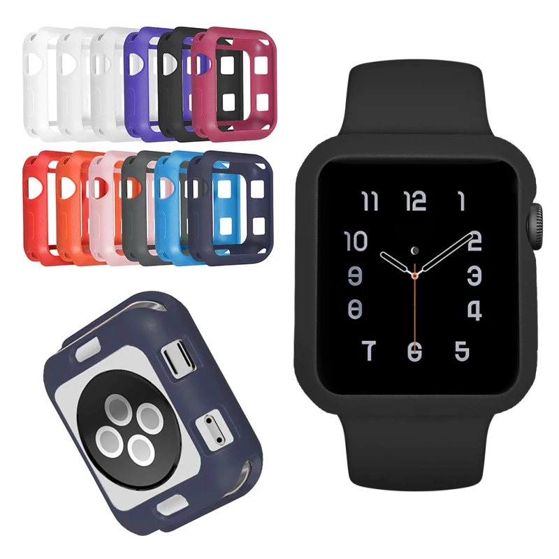 

For Apple Watch Series 1/2/3 Solid Color Scrub Silicone Case 42MM 38MM Cover Full Protection Shell for IWatch