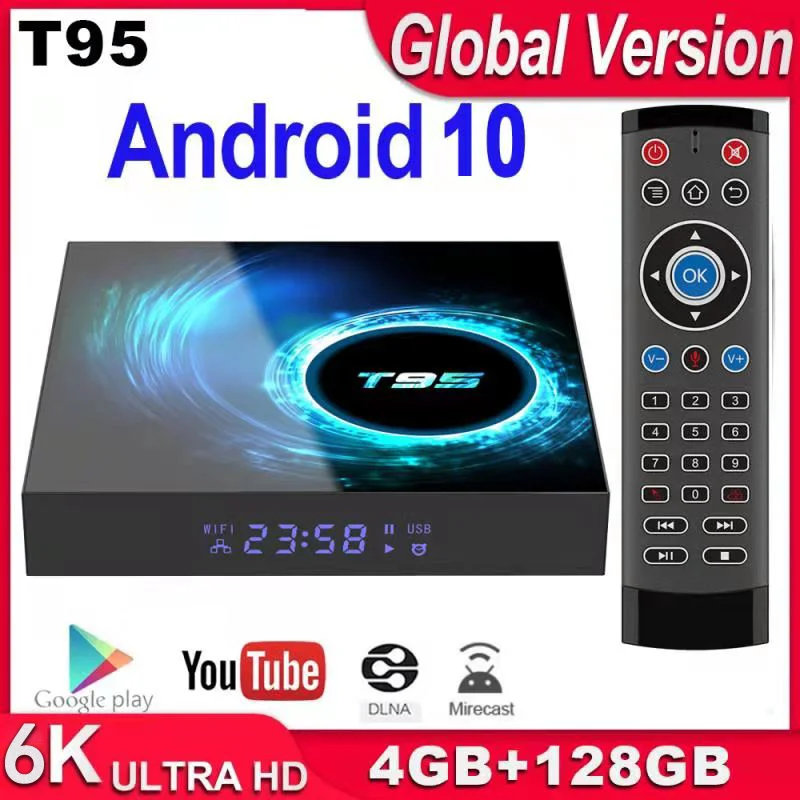 ТВ-приставка T95 Smart Tv Android 10 6k 2021g и телефон Wi-Fi поддержка BT 2 4g 16g 32 ГБ 64 4k