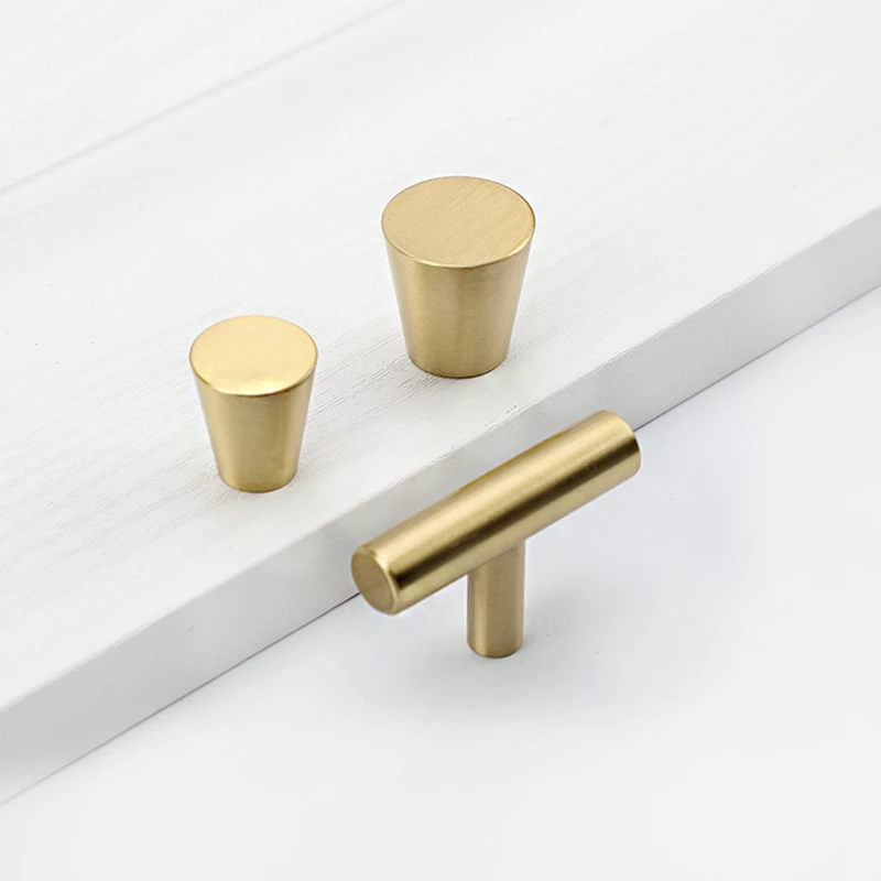 Brushed Brass Kitchen Cabinet Knobs Handles Gold Drawer Dresser Knobs Furniture Cupboard Closet Door Handles-1Pack