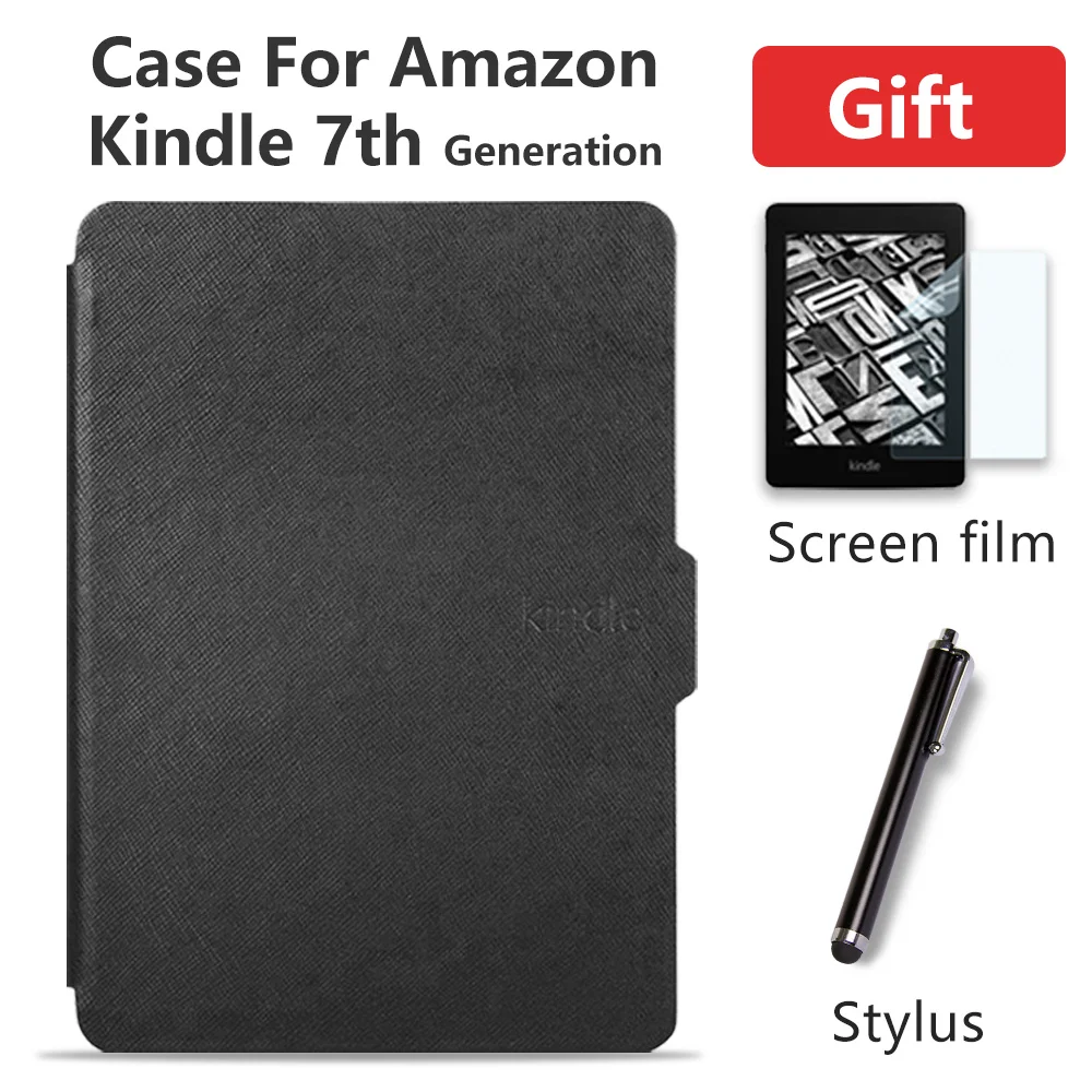 

100Pcs Original 1:1 Leather Cover Smart Case for Amazon Kindle Touch 7 Generation New 2014 Ebook Reader, Hard Shell + Magnet