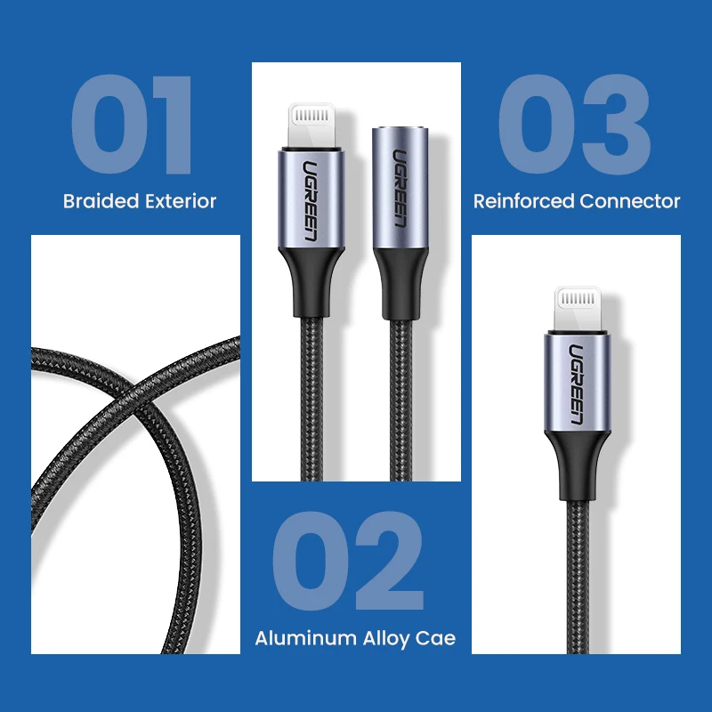 Ugreen MFi Lightning to 3 5mm Headphones Adapter for iPhone 12 11 Pro 8 7 Aux 3 5mm Jack Cable for Lightning Adapter Accessories