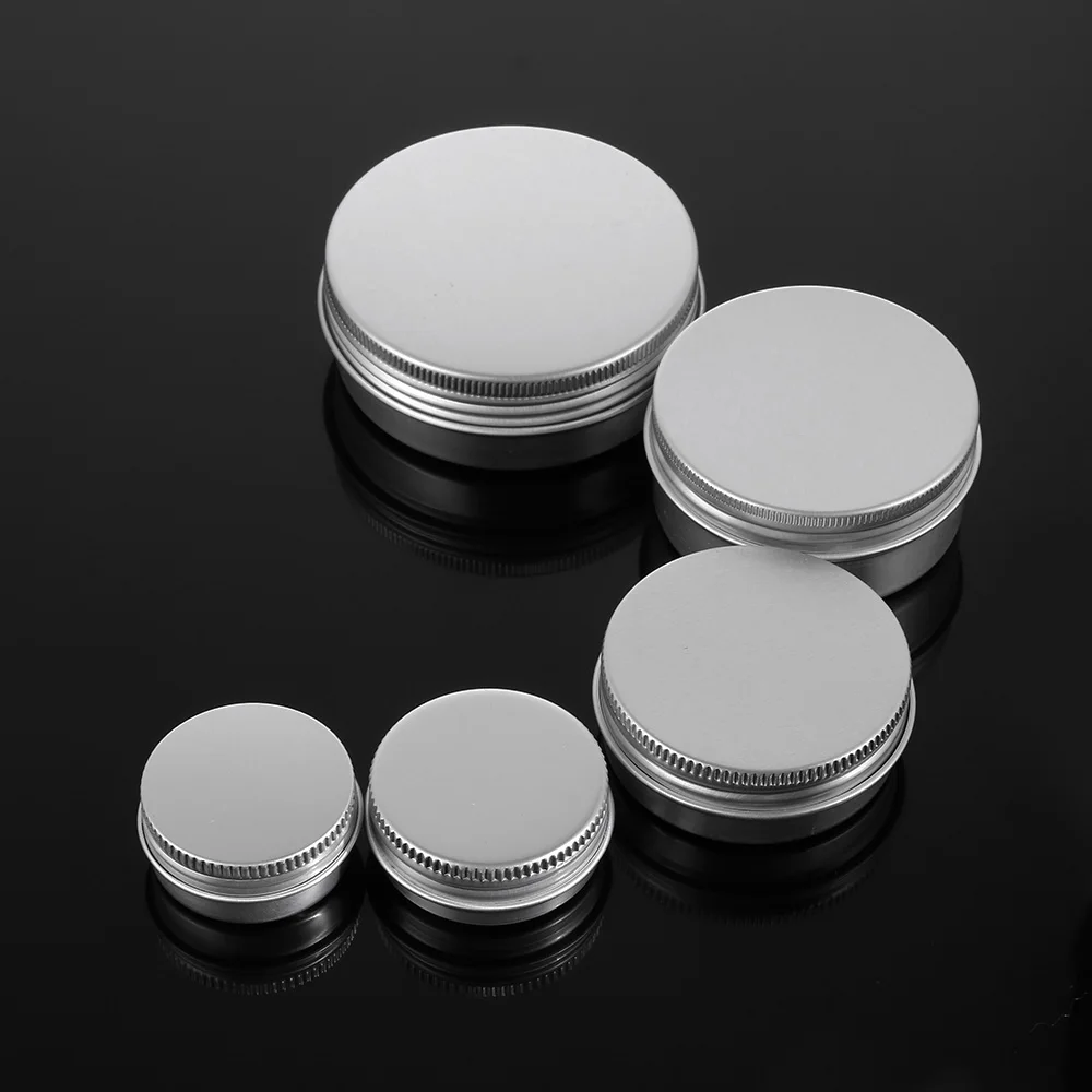 

1/5Pcs Empty Aluminium Bottles Sample Canisters Cap Makeup Storage Box Reusable Silver Small Tin Container Cosmetic Pot Jar