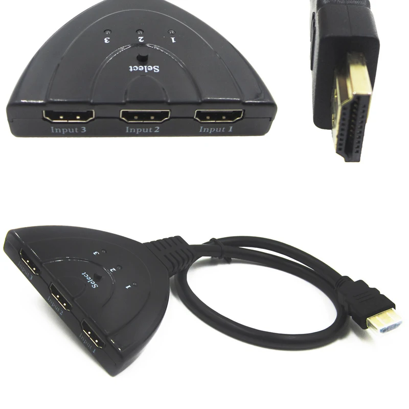 Мини 3 Порты и разъёмы Переходник HDMI разветвитель Кабель 1.4b 4K* 2K 1080P переключатель HDMI переключатель с пультом дистанционного управления 3 в 1 из Порты и разъёмы концентратор для HDTV Xbox PS3 PS4