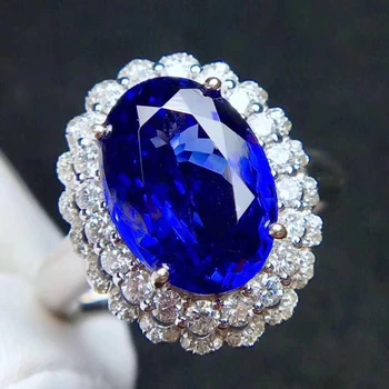 

Anniversary jewelry 925 sterling silver Inlaid natural blue sapphire stone ring wedding party jewellery with certificate