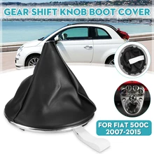 Couro do plutônio botão de engrenagem do carro gaiter boot capa com engrenagem boot ring frame para fiat 500c 2007-2015