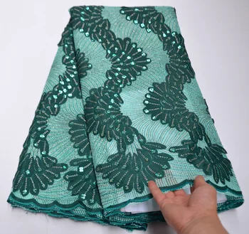 

African Organza Sequins Lace Fabric Swiss Voile Lace 2020 High Quality Nigerian French Net Mesh Lace Fabrics For Women Dress G-9