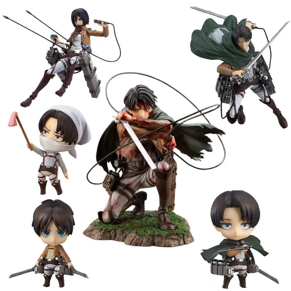 Attack on Titan Anime Figure Levi Ackerman 390 417 Eren Jaeger 375 Action Figurine PVC Toys Model Kids Doll Keychain Mikasa Gift