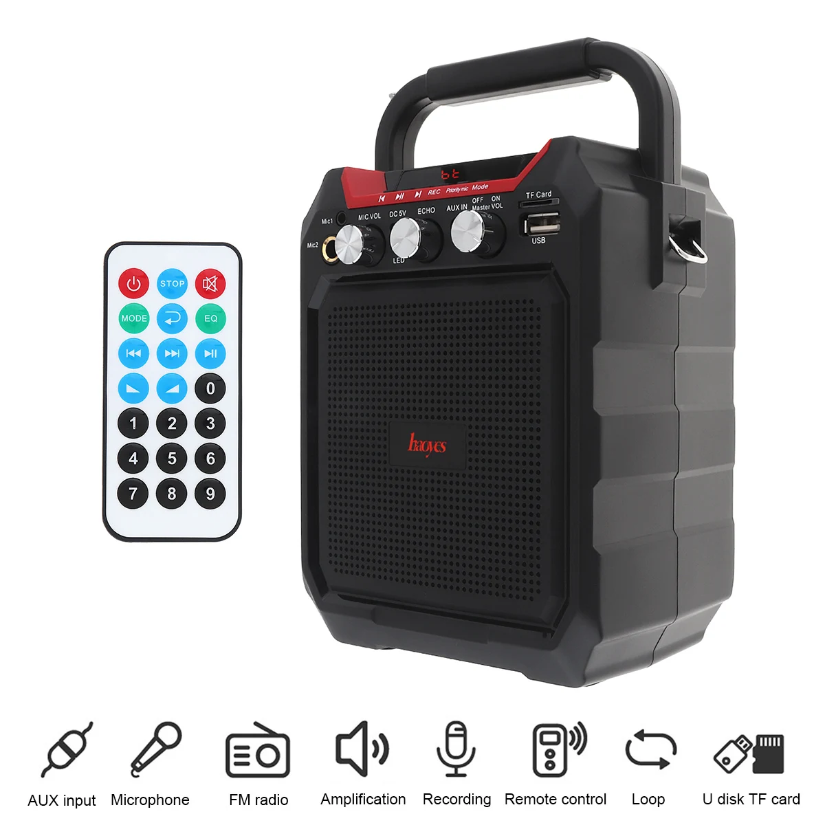 

Haoyes K99 Portable 3D Surround Subwoofer Speaker Support One-click Recording / Dual Microphone for Meetings/Performances/Party