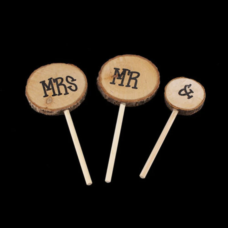 Комплект из 3 предметов свадебный торт Топпер Персонализированные Mr Mrs дерево для