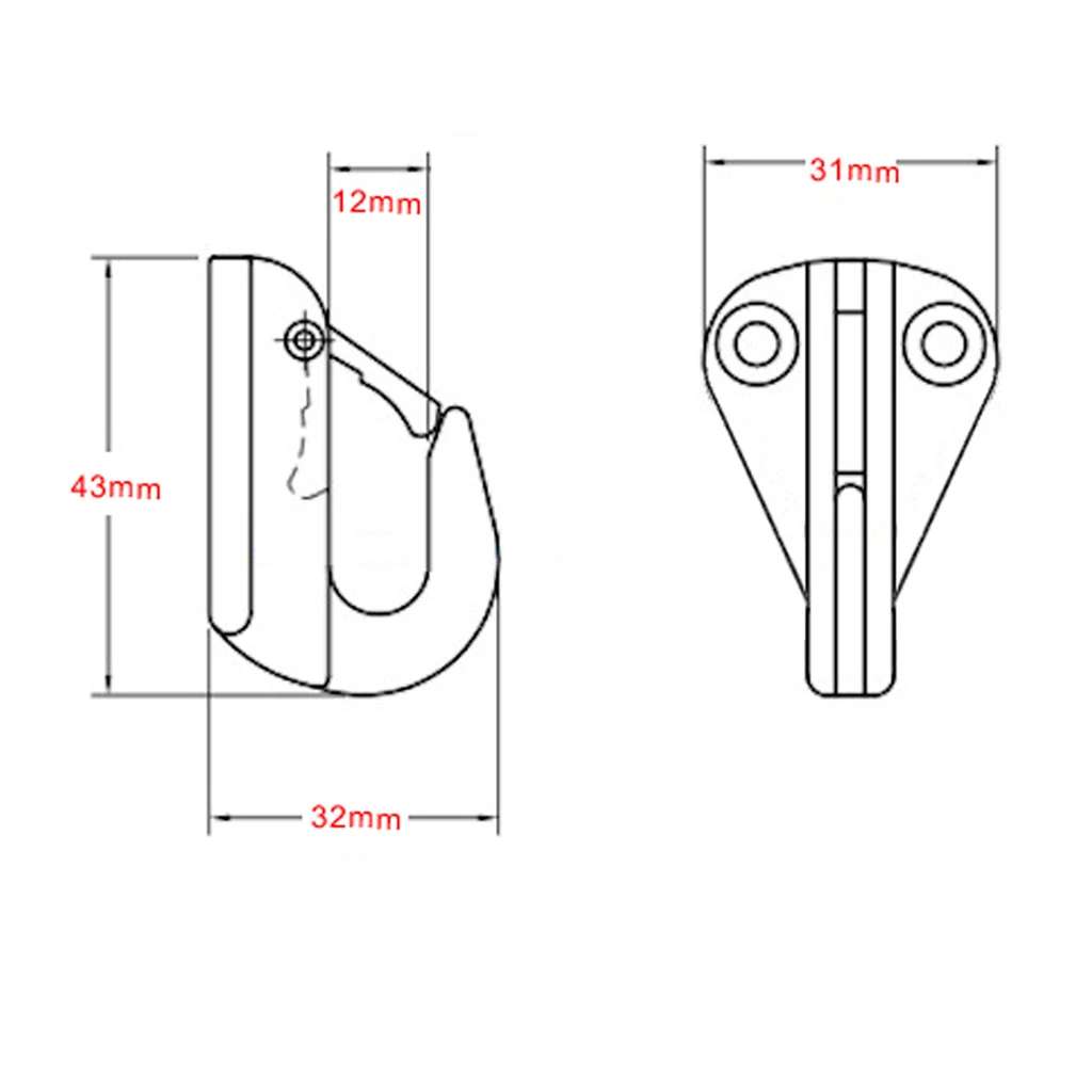2 Pieces Marine Grade 316 Stainless Steel Snap Type 43mm Fender Hook for Boat, Ship, Yacht, Sail