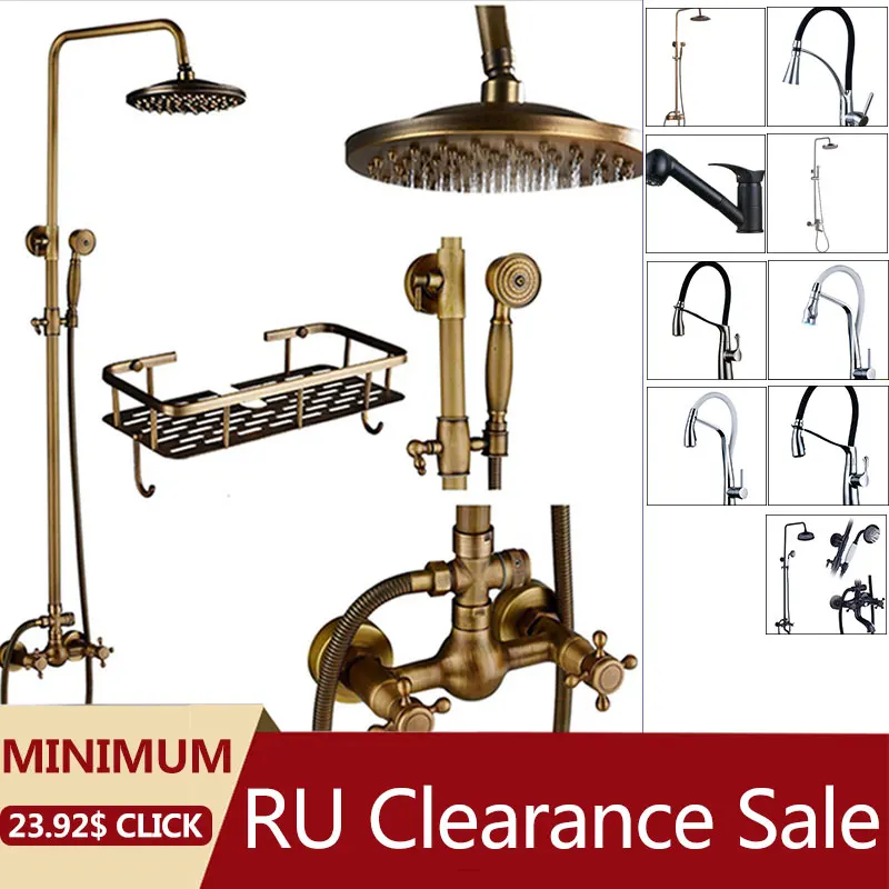 

RU Clearance Sale Kitchen sink Faucet hot cold mixer crane tap free ship Deck mount chrome brushed color