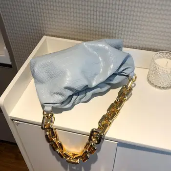 

Crocodile pattern Tote Cloud Bag 2020 New High-quality PU Leather Women's Designer Handbag Thick Chain Shoulder bag Armpit bag
