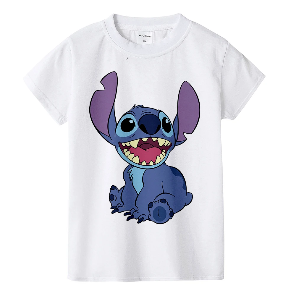 Lilo& Stitch/детская футболка Универсальная футболка для мальчиков и девочек с принтом аниме Повседневный детский топ, BAL584 - Цвет: BAL584A