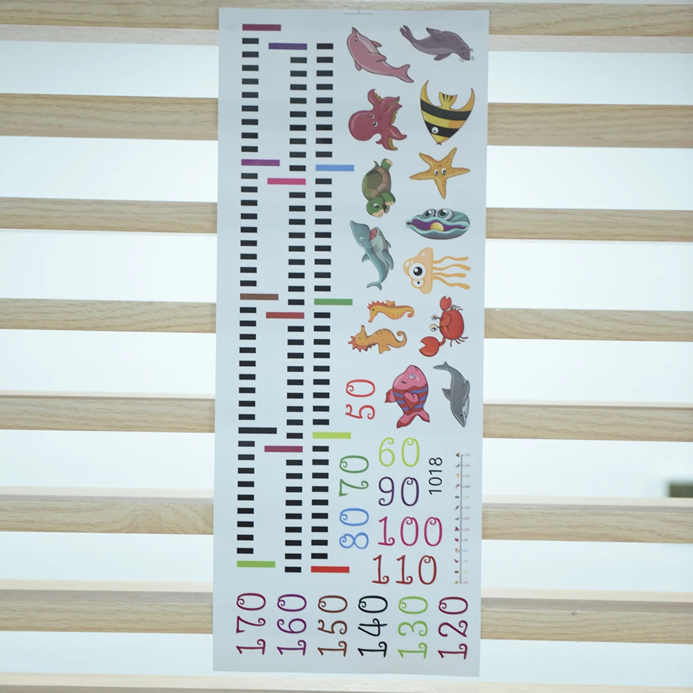 New 1pc Under Sea Animal Heart Height Measure Decal Wall Sticker Kids Room Baby Growth Chart Beautiful Mural Poster Home Decor