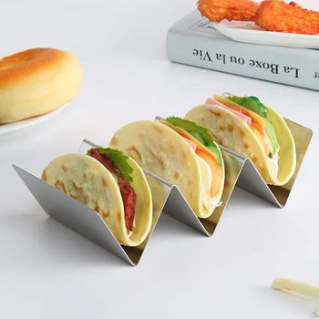 

1PC Stainless Steel Taco Holders Rack Kitchen Products Silver Wave Shape Pie Rack 2/3/4 Lattice Stainless Steel Taco Holder Rack