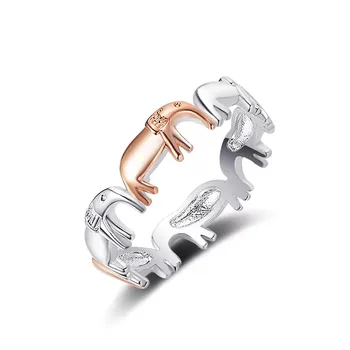 

T766 Simple 925 Sterling Silver animal ring round Design gold for women Jewelry