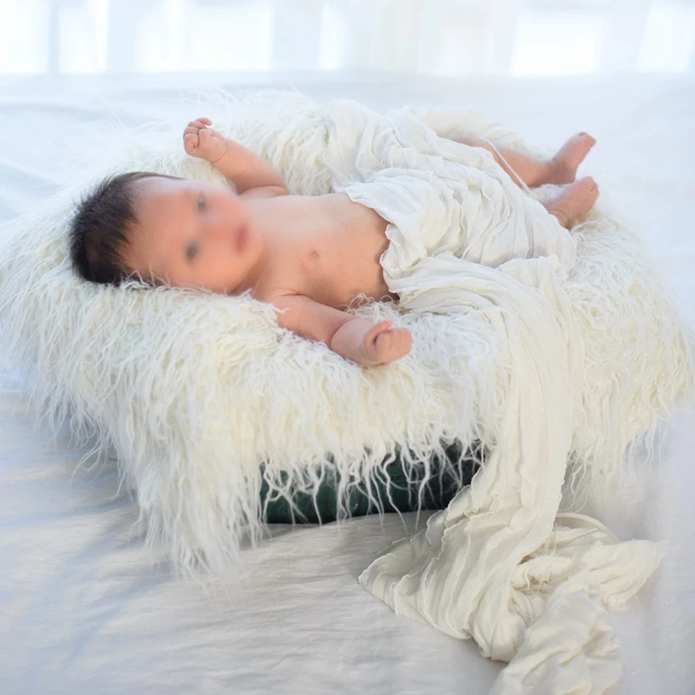 Коврик из искусственного меха для пеленания мягкое детское одеяло многоразовые уличные реквизиты для фотосъемки удобный однотонный теплый фон для новорожденных