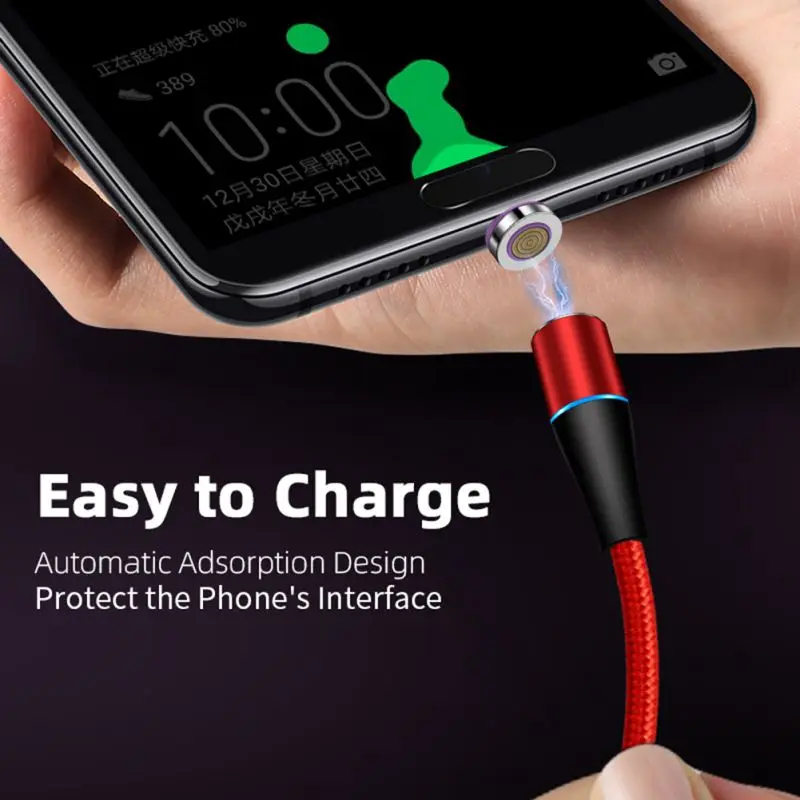 5A Магнитный USB C кабель круглый разъем вращающийся на 360 градусов светодиодный шнур для зарядки с магнитным разъемом