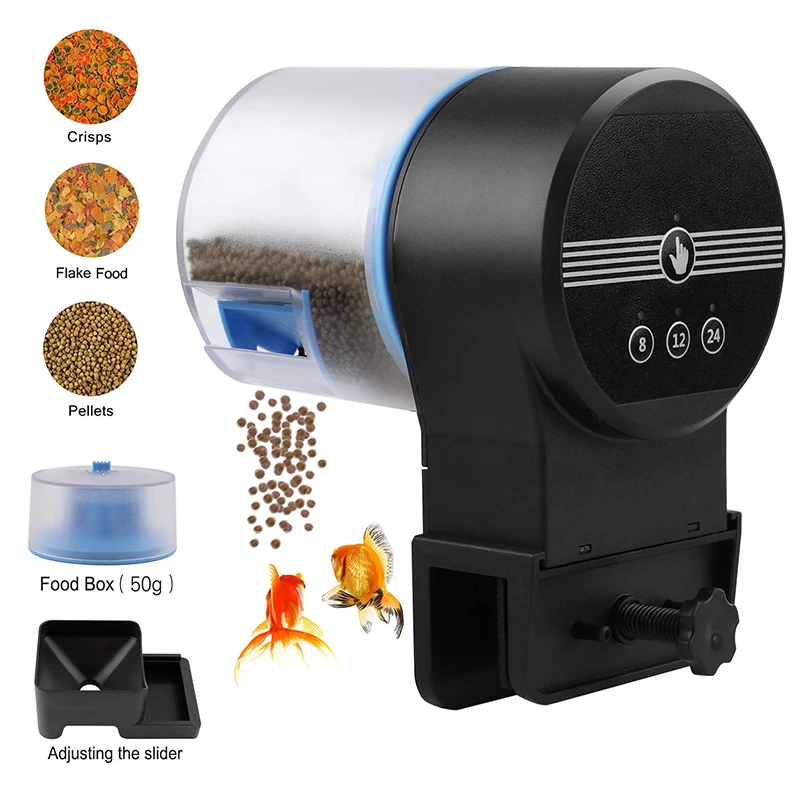 

Automatic Aquarium Feeder Goldfish Smart Timing Auto Fish Feeder Food Feeding 8/12/24 Hours Timer Feeding For Office Worker