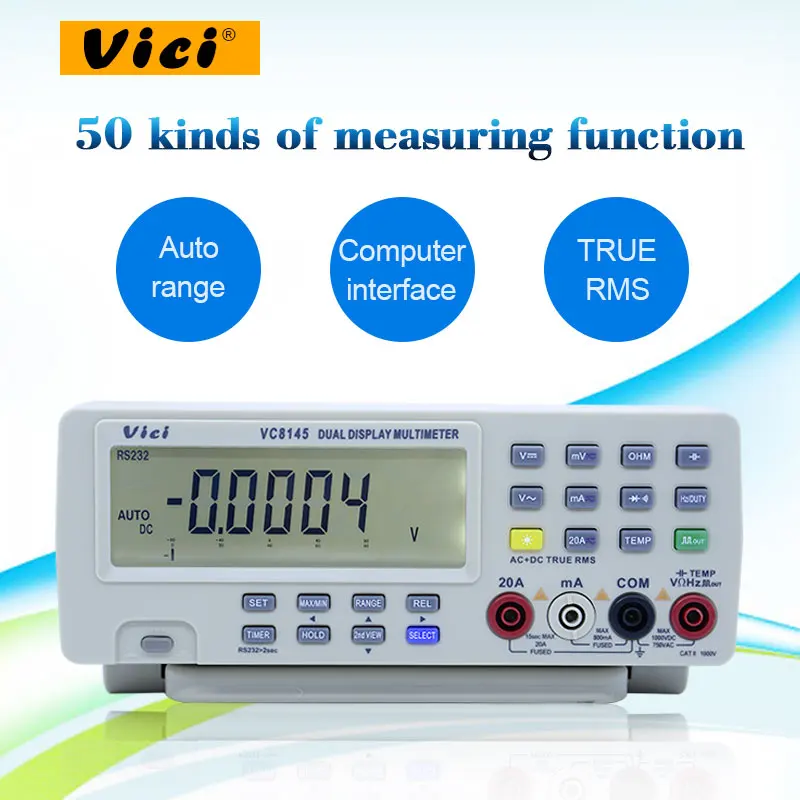 US $166.06 Digital Bench Top Multimeter Temperature Meter Tester PC Analog 80000 counts Analog Bar Graph w 23 segments DMM VICH VC8145