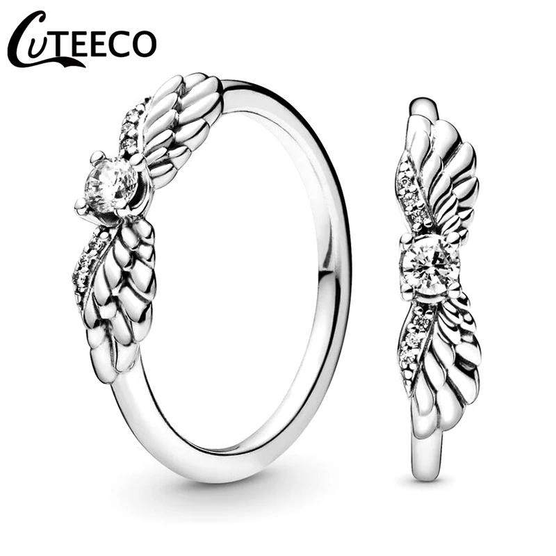 CUTEECO 2019 Новые блестящие Крылья Ангела циркониевые Свадебные Кольца для женщин