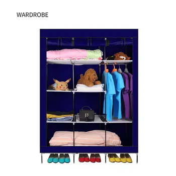 

69 Inch Colorful Portable Closet Organizer Large Space Clothes Wardrobe Steel Tube Rack With Shelves Clothing Storage Closet