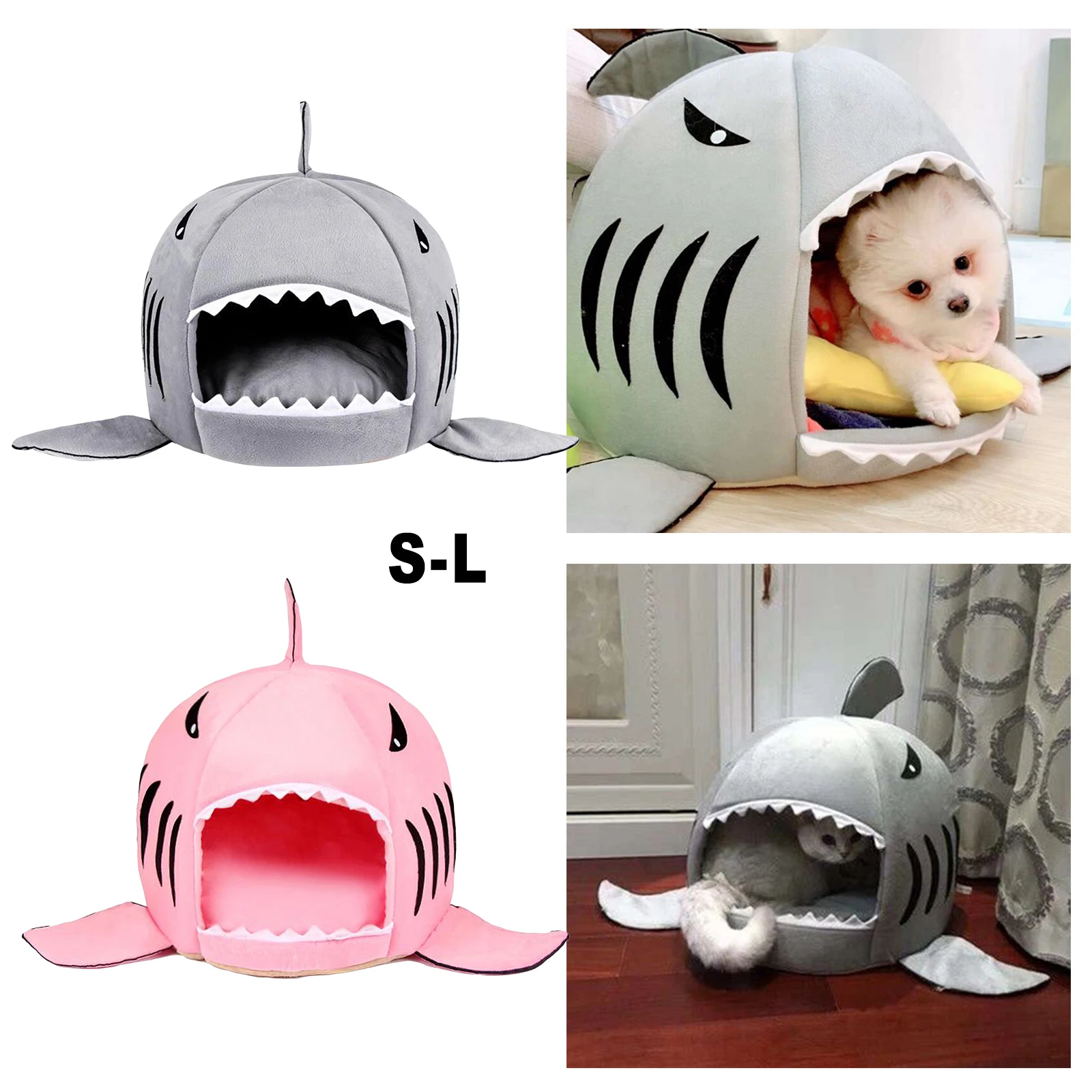 Shark Pet Cat Dog Bed Nest Puppy Warm Cave House Winter Sleeping Bag