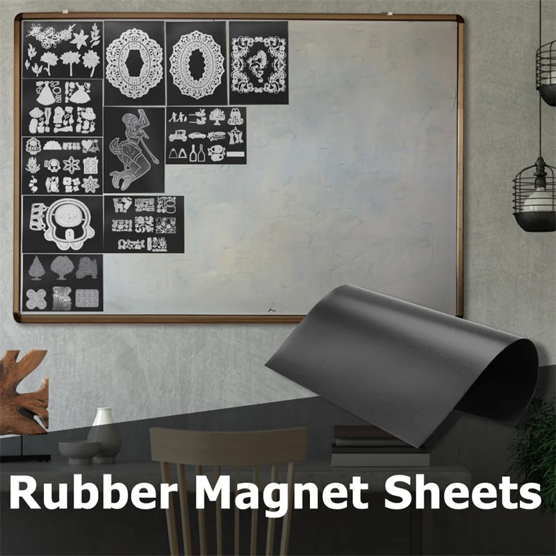 7*5Inch Rubber Soft Magnet Sheet Easy Convenient To Paste Self Adhesive Sticker Black Magnetic Mats for Cutting Dies Storage